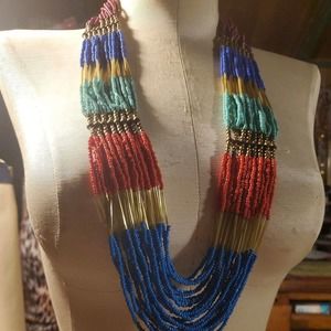 Gorgeous Multicolor Seed Beaded Multi Strand Necklace Jewelry for Women Size 32"